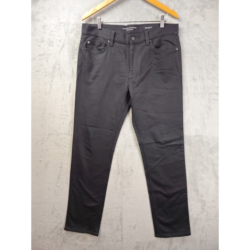 Banana Republic Traveler Pants Mens 34x31.5 Dark Gray Slim Fit Chino Soft Twill
